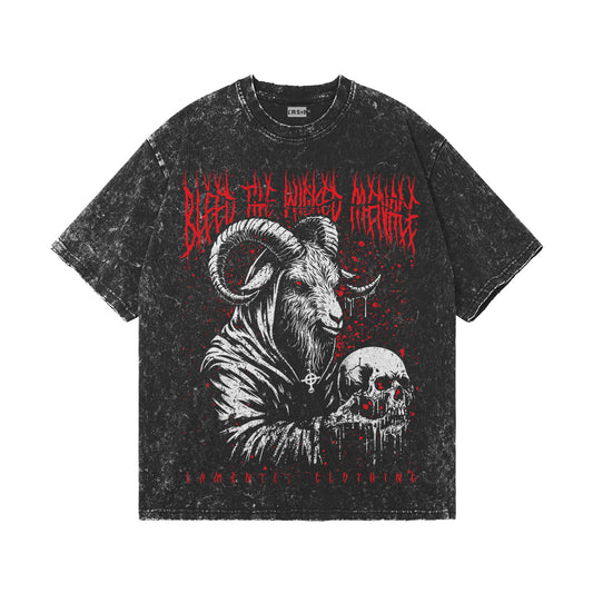 Bleed The Wicked Menace x LMNTD - "Goated" Acid Washed Tee